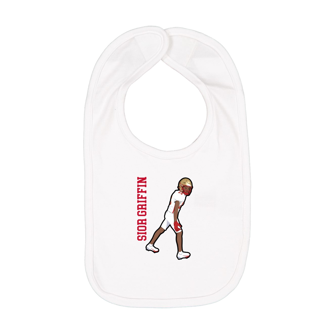 Infant Bib — Name Vertical in White