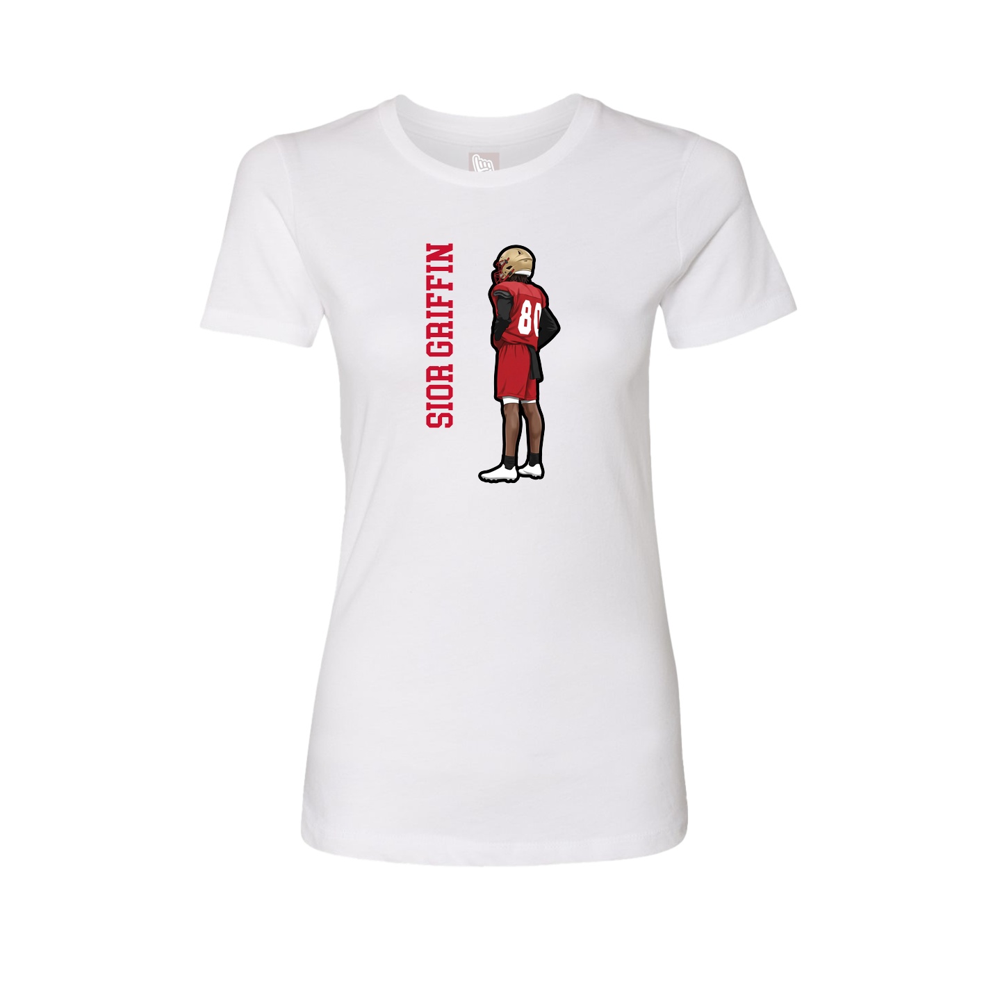 Womens Tee — Name Vertical in White