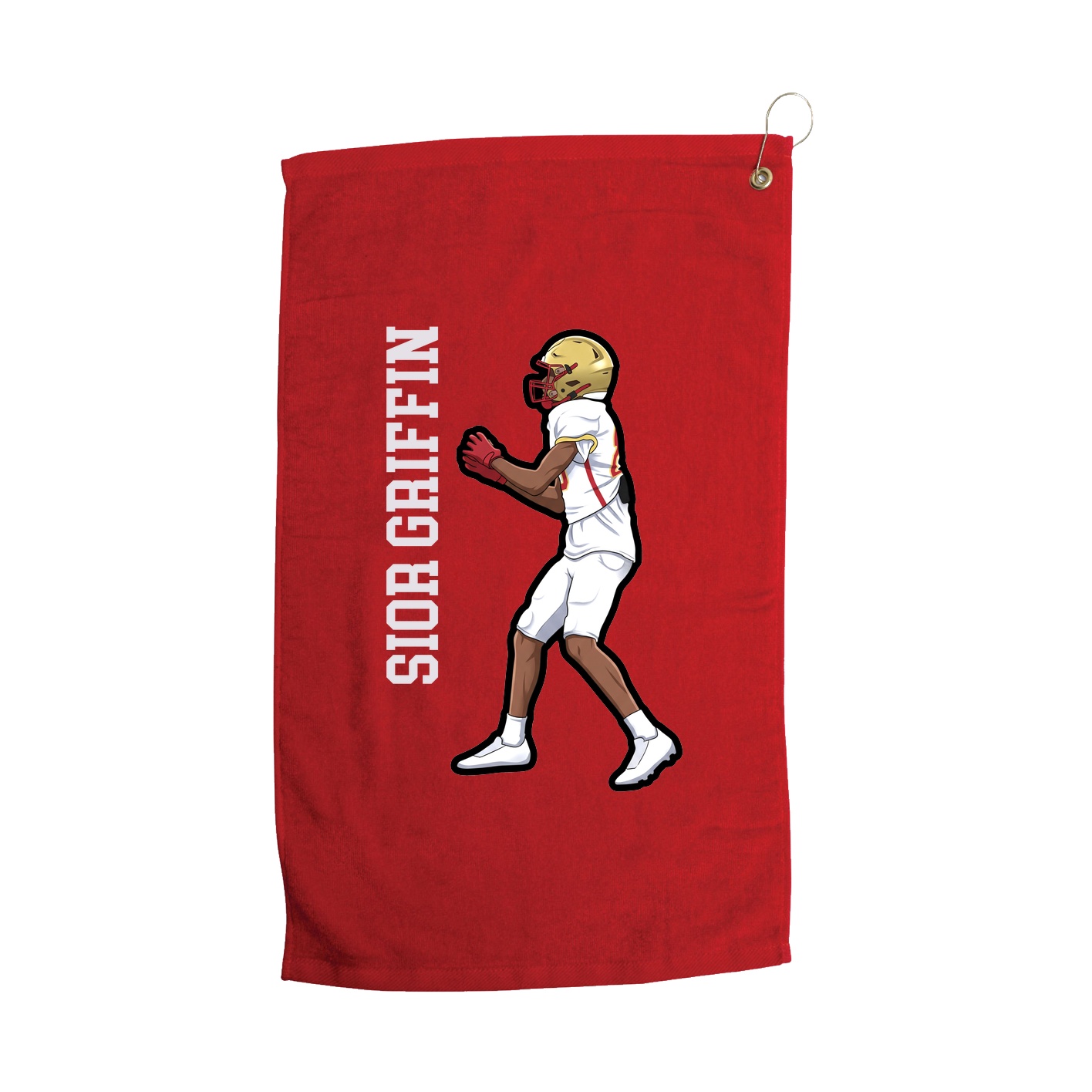 Golf Towel — Name Vertical in Red