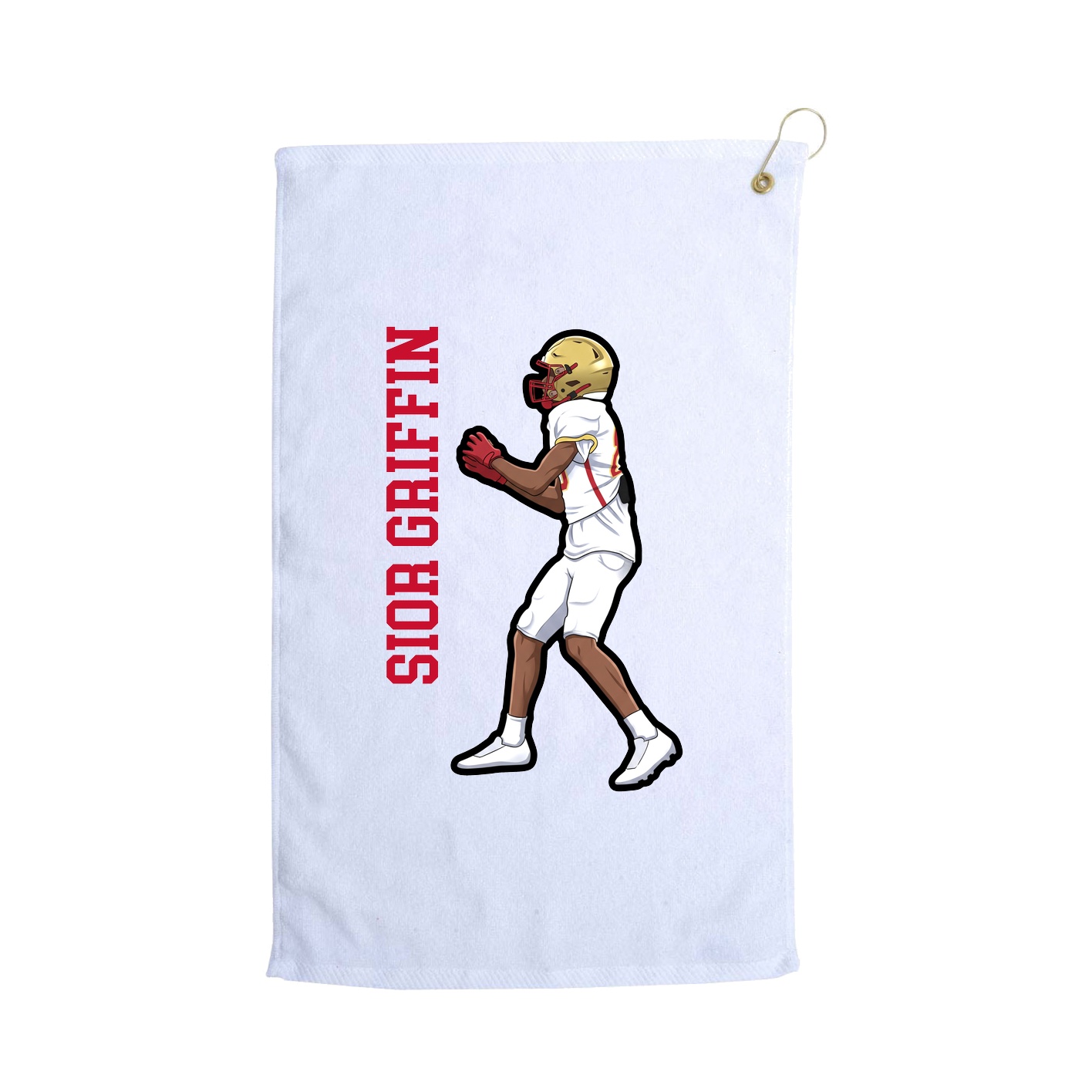 Golf Towel — Name Vertical in White