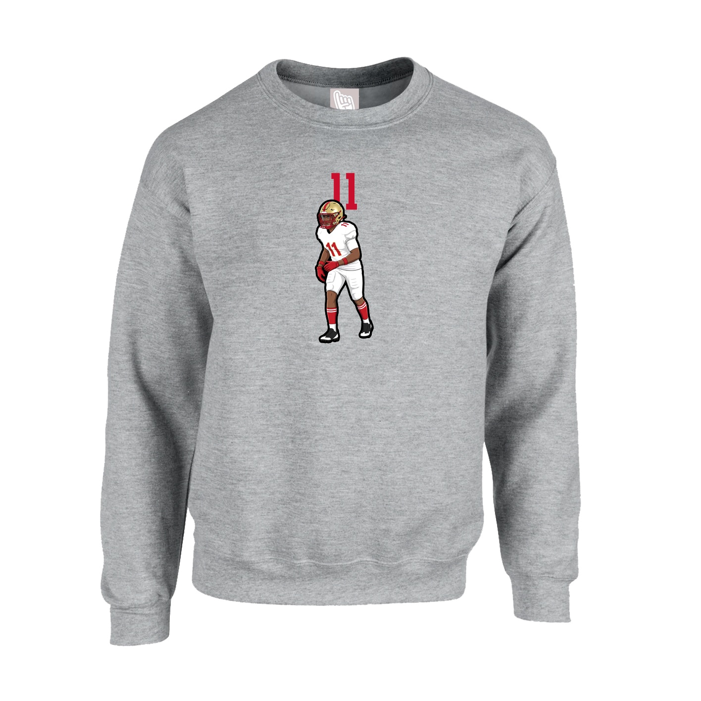 Fleece Crew — Number Top in Grey