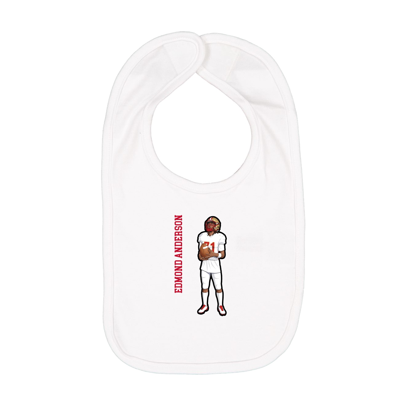Infant Bib — Name Vertical in White