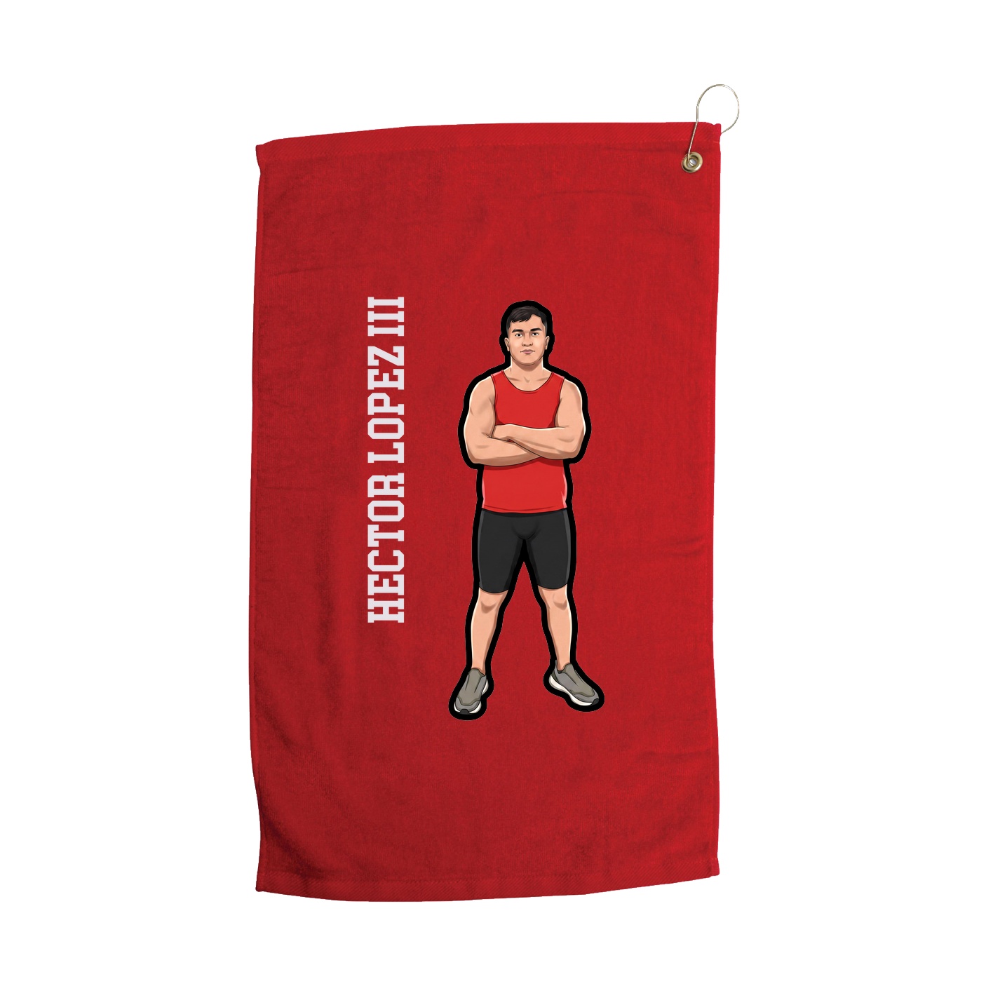 Golf Towel — Name Vertical in Red