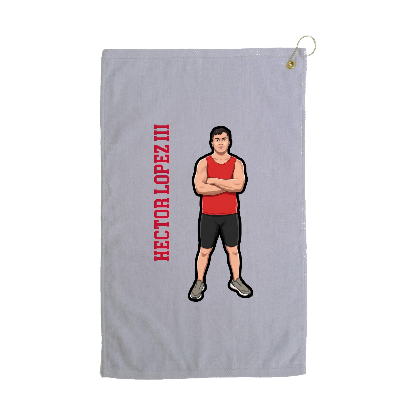Golf Towel — Name Vertical in Grey