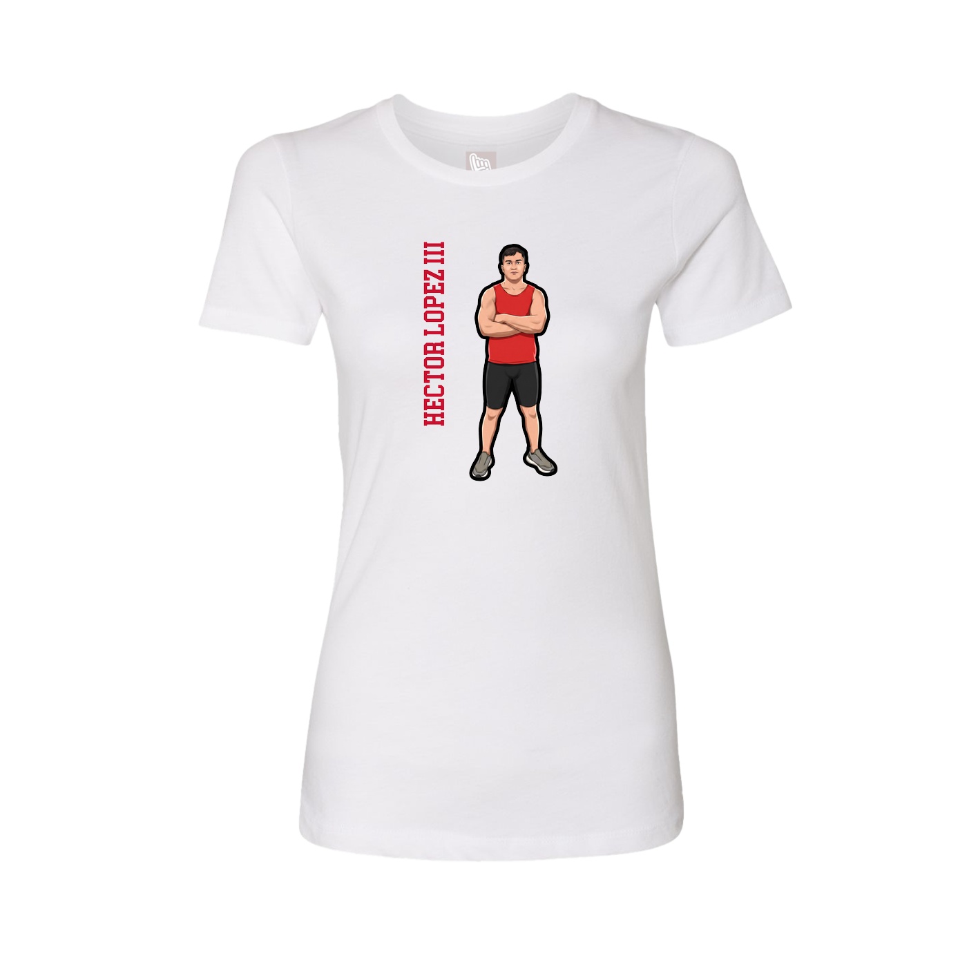 Womens Tee — Name Vertical in White