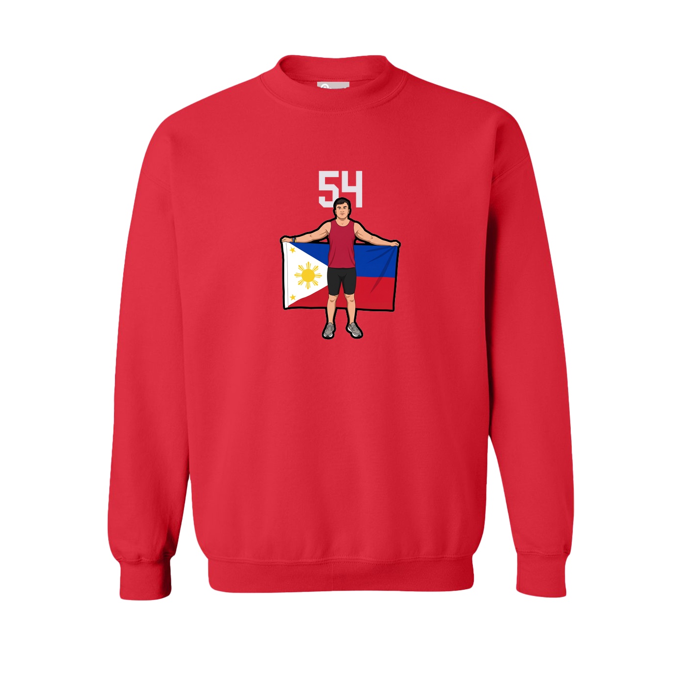 Fleece Crew — Number Top in Red