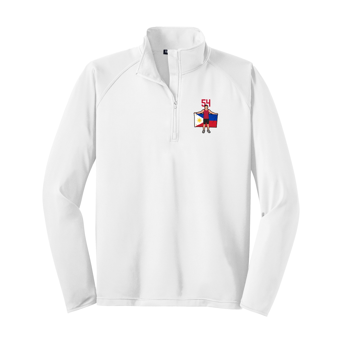 Q-Zip Pullover — Number Top in White