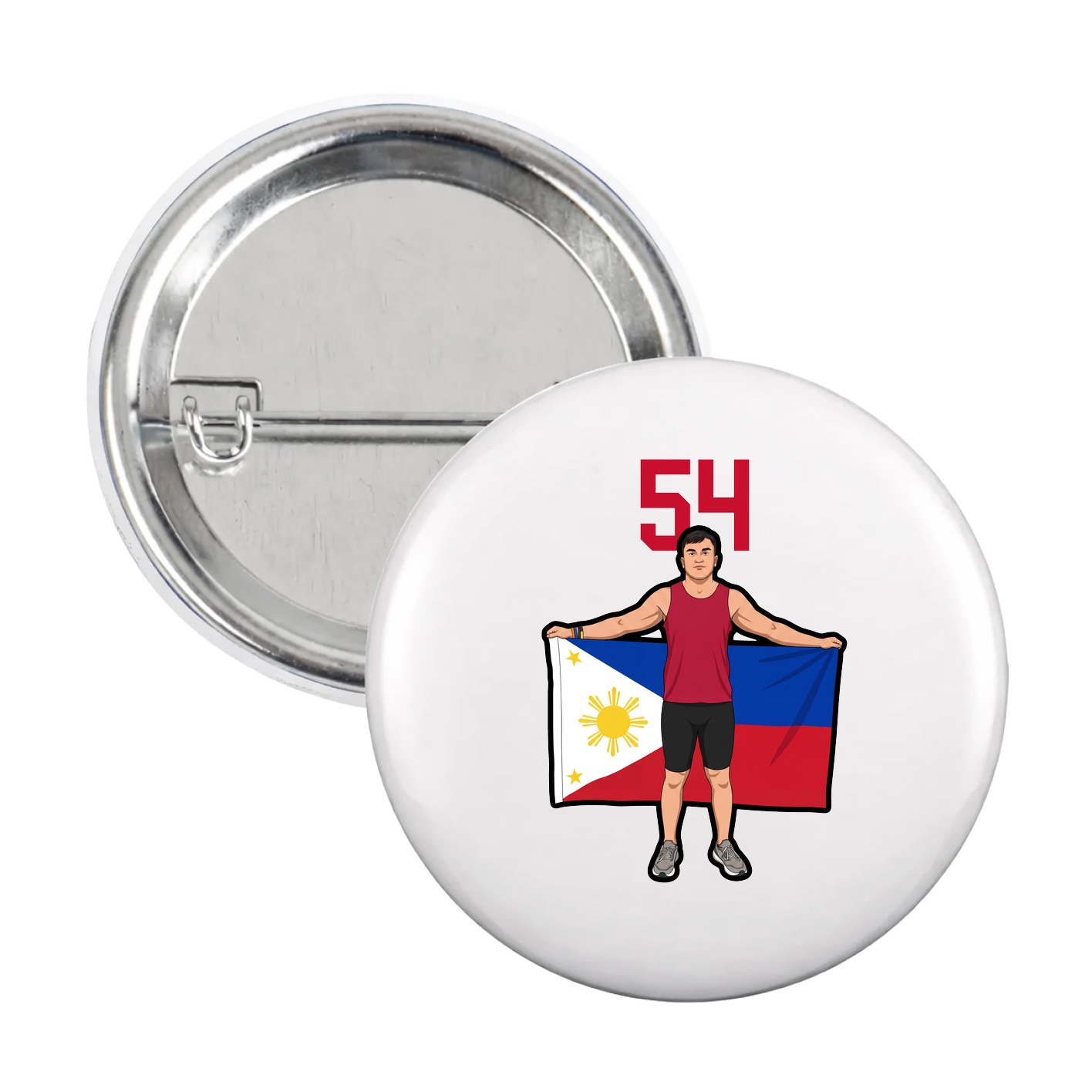 Game Day Button — Number Top in White