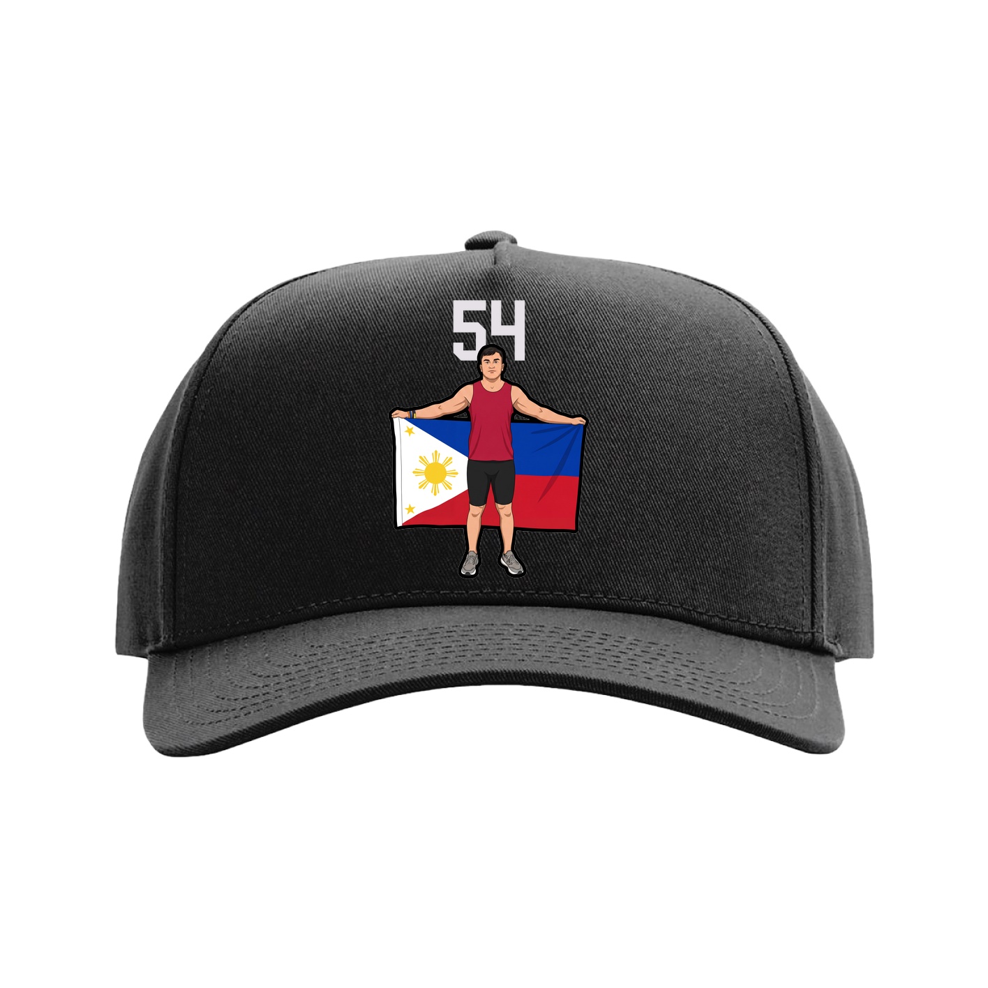 Full Fabric Five-Panel Champ Cap — Number Top in Black