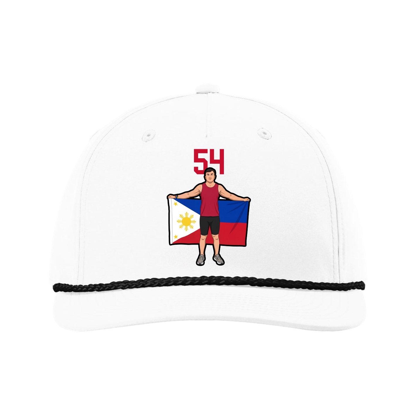 Five-Panel Classic Rope Cap — Number Top in White