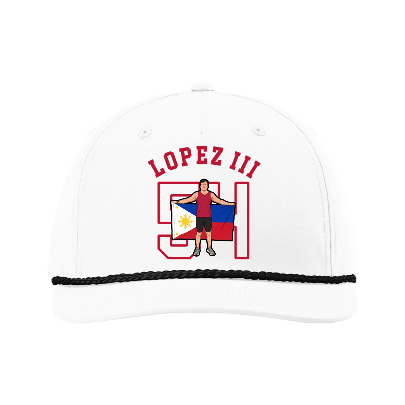 Five-Panel Classic Rope Cap — Shirsey Arch in White