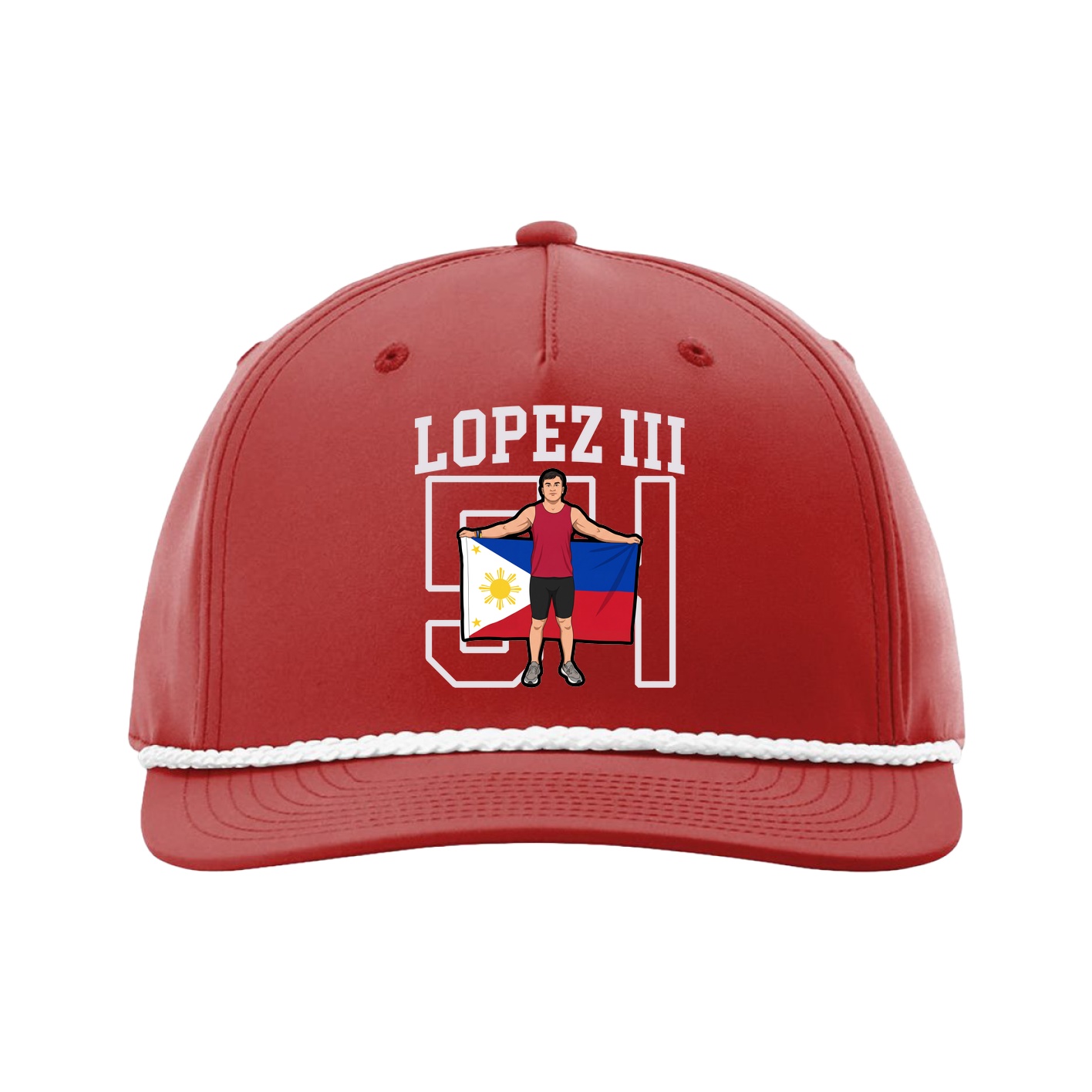 Five-Panel Classic Rope Cap — Shirsey in Red