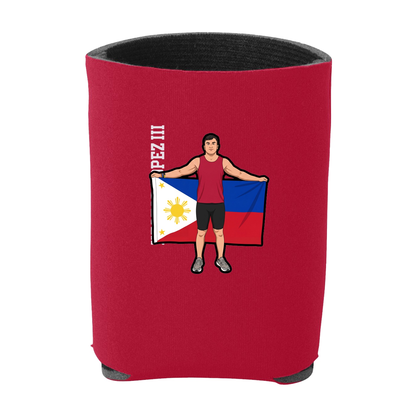 Can Holder — Name Vertical in Red