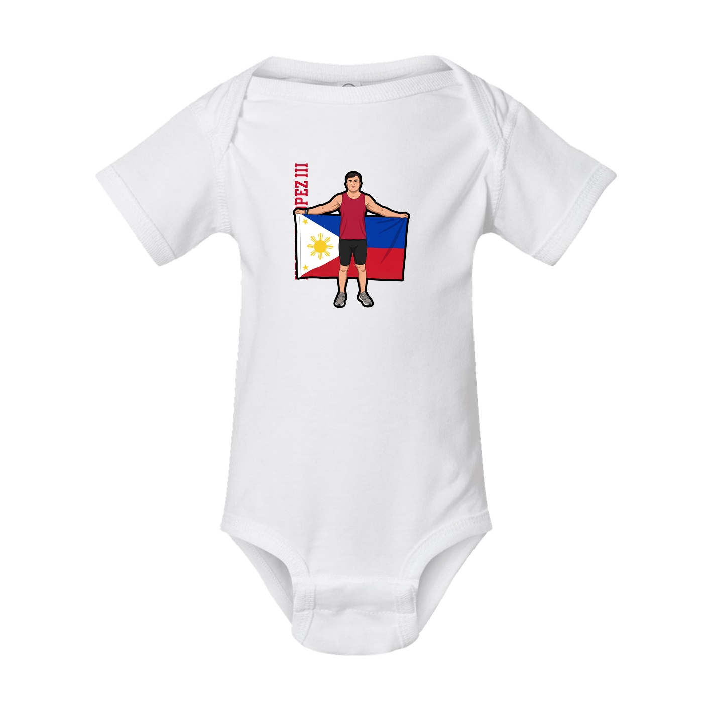 Baby Onesie — Name Vertical in White