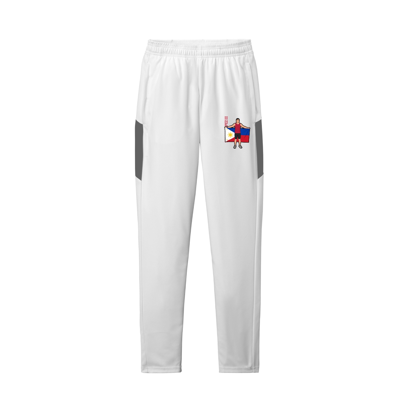 Team Travel Pant — Name Vertical in White/Grey