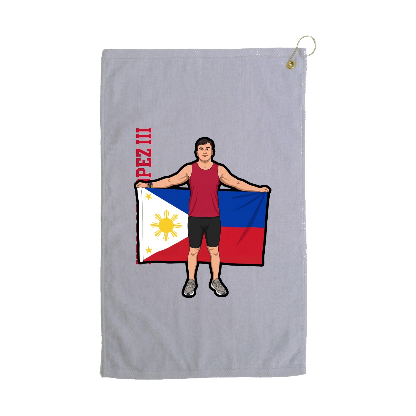 Golf Towel — Name Vertical in Grey