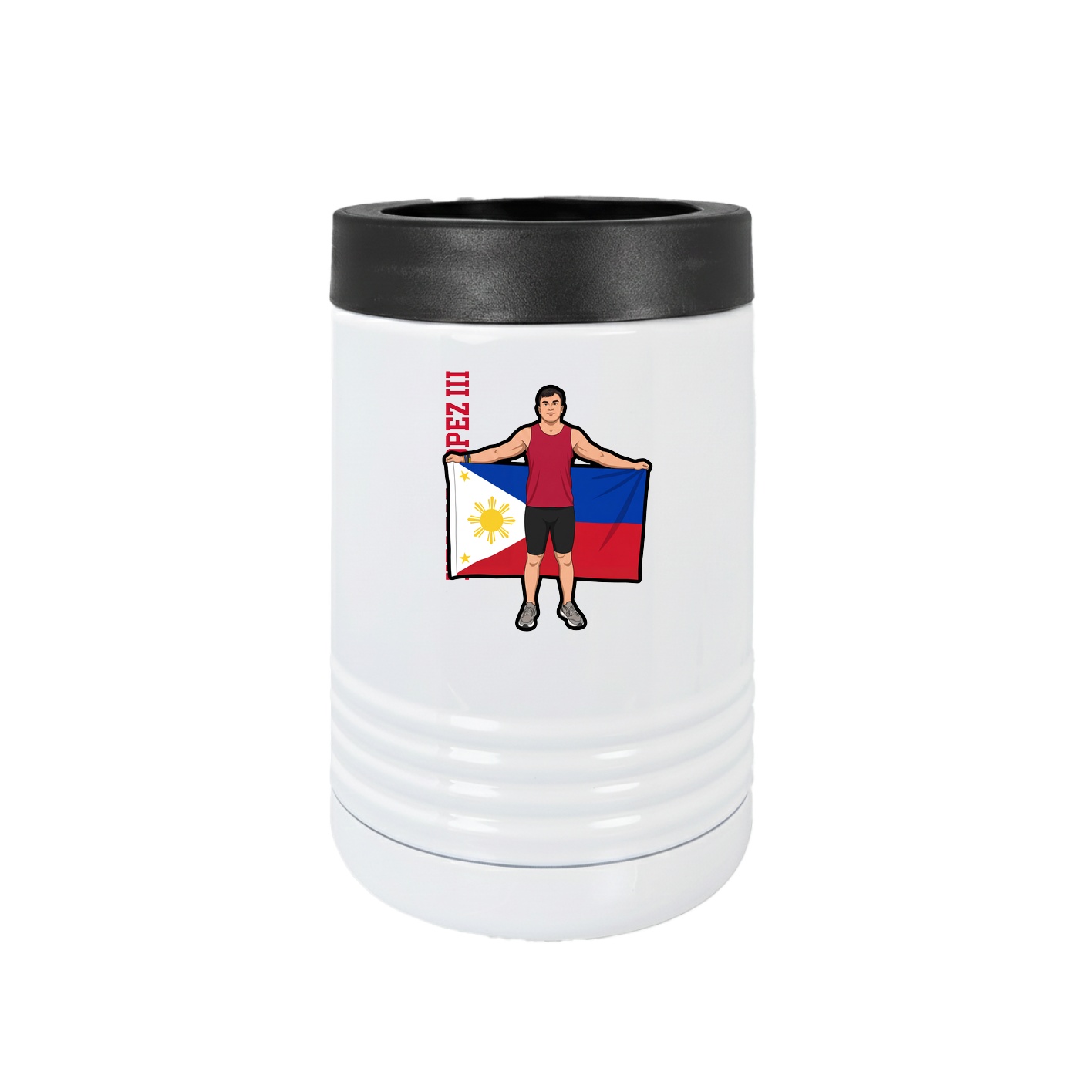Beverage Holder — Name Vertical in White