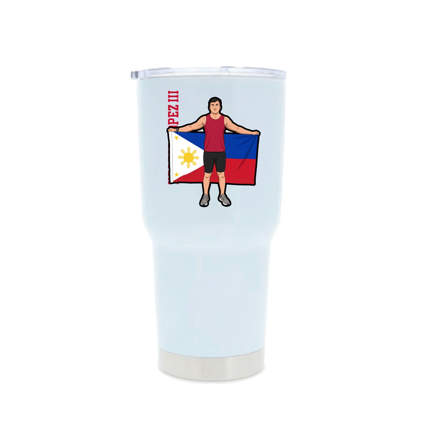 30oz Stainless Steel Tumbler — Name Vertical in White