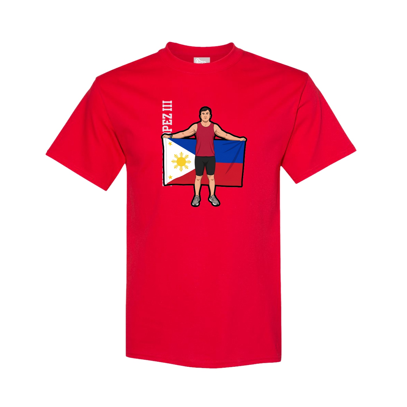 Youth Tee — Name Vertical in Red