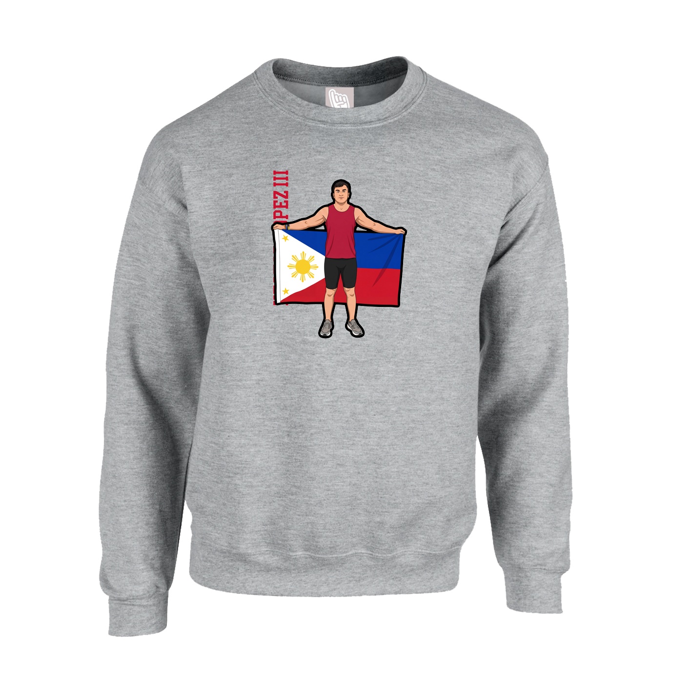 Fleece Crew — Name Vertical in Grey