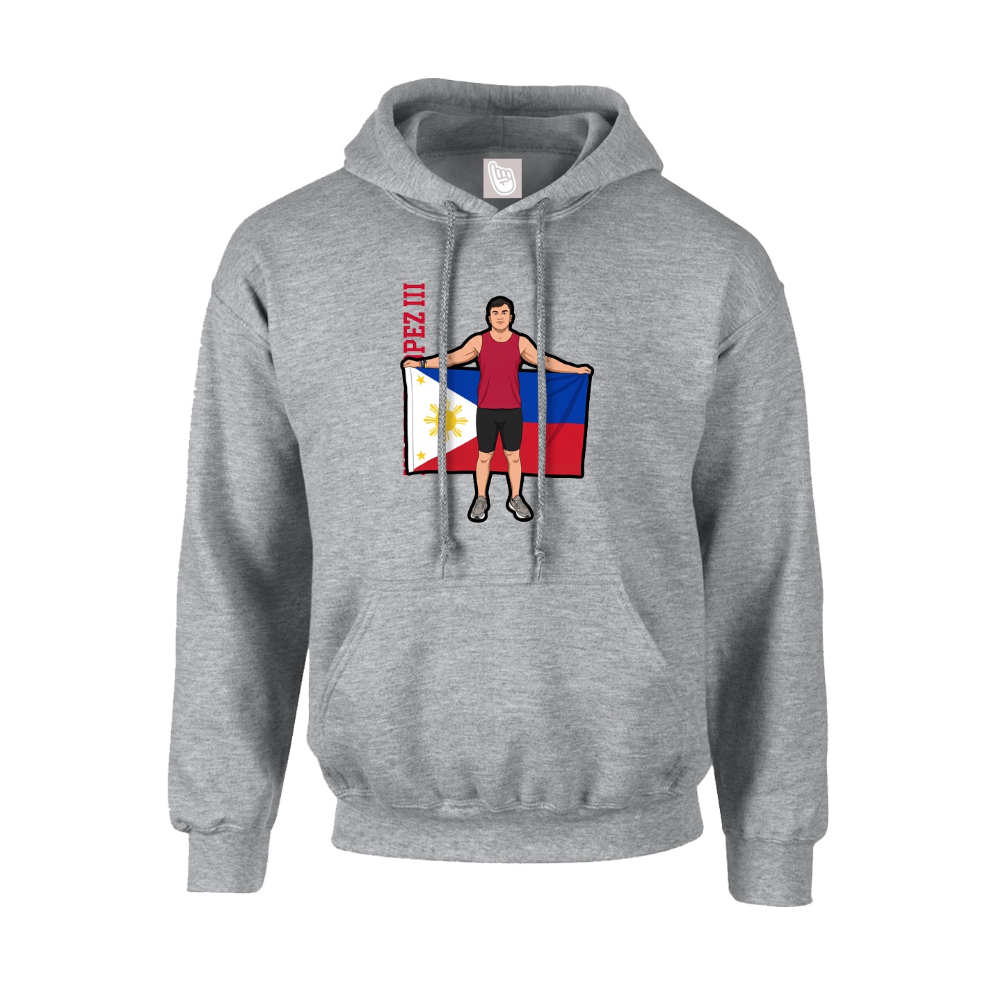 Youth Hoodie — Name Vertical in Grey