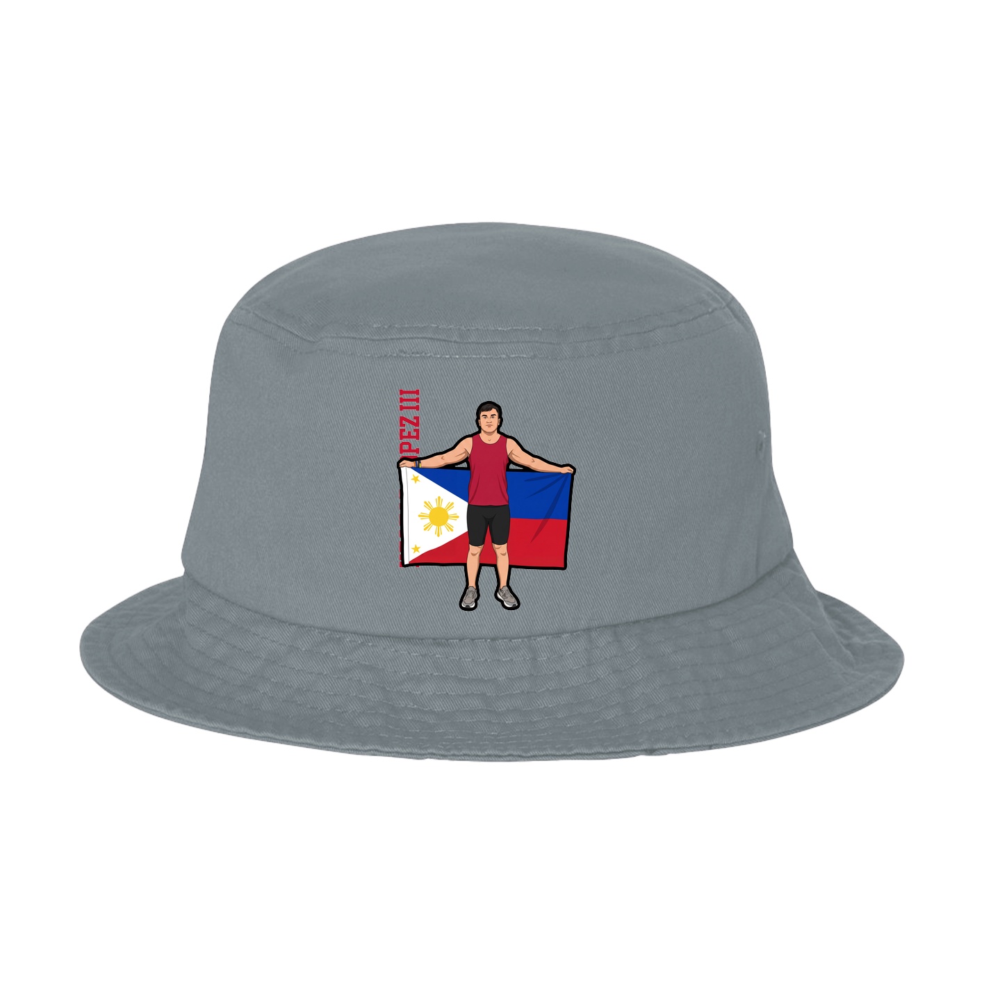 Bucket Cap — Name Vertical in Grey