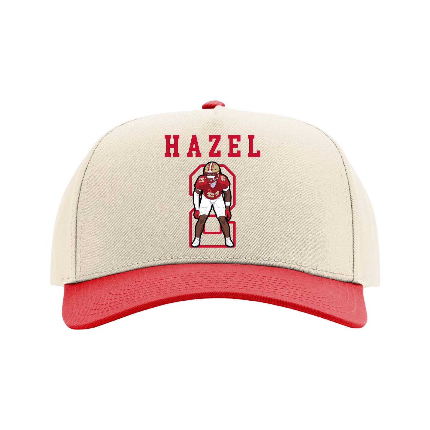 Full Fabric Five-Panel Champ Cap — Shirsey in Cream/Red
