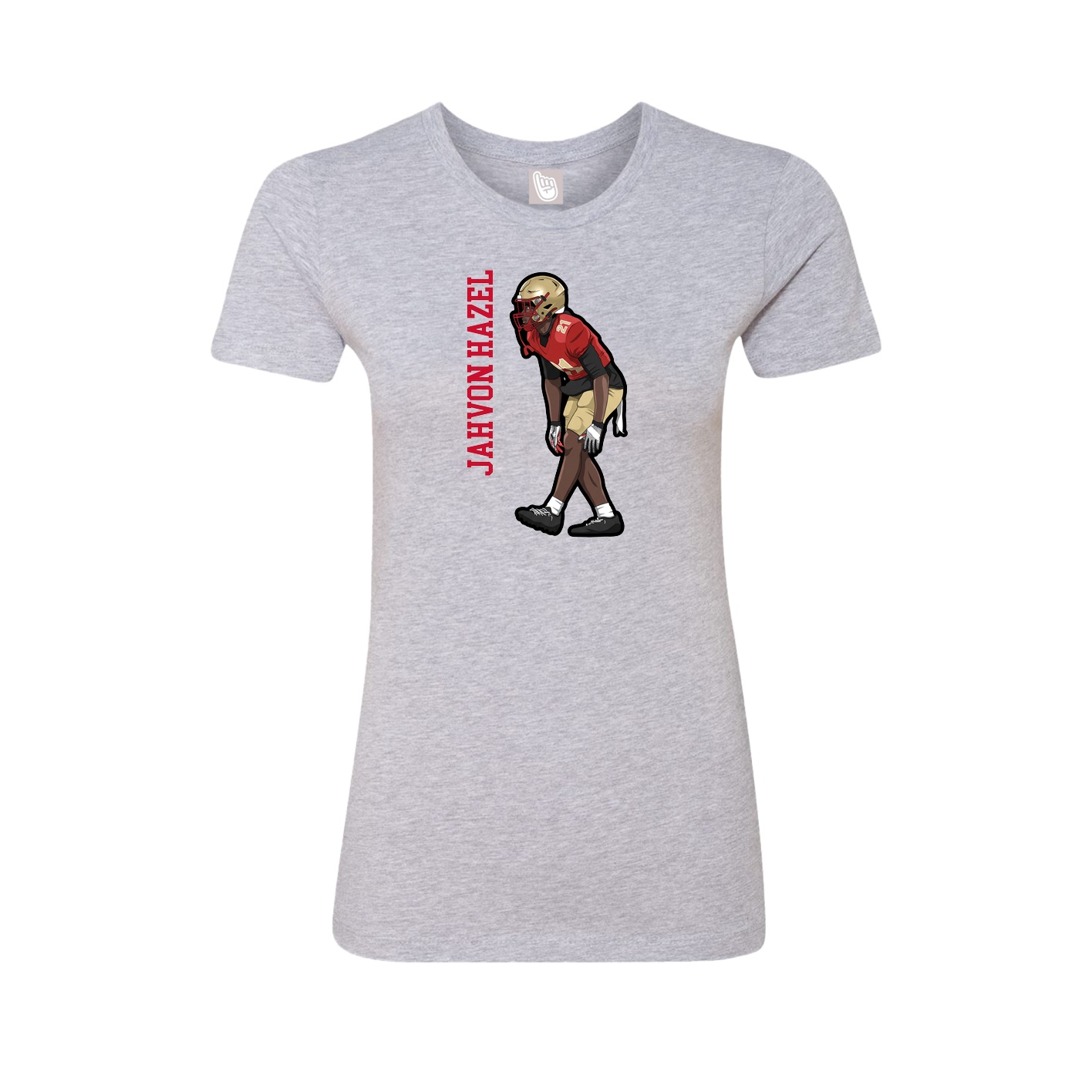 Fitted Women's Tee — Name Vertical in Grey