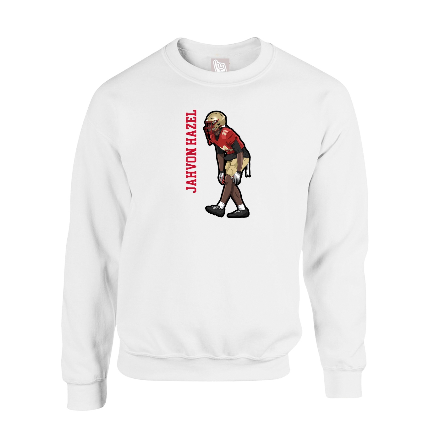 Fleece Crew — Name Vertical in White