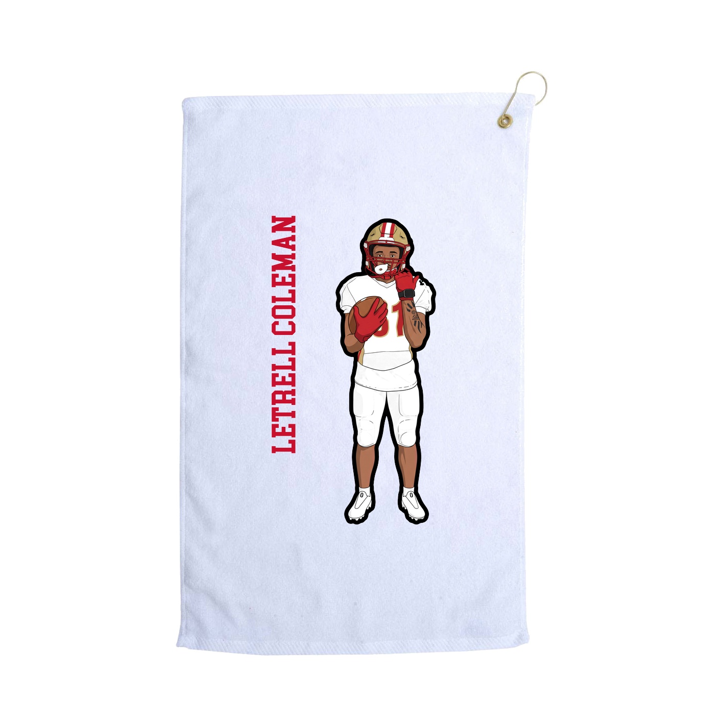 Golf Towel — Name Vertical in White