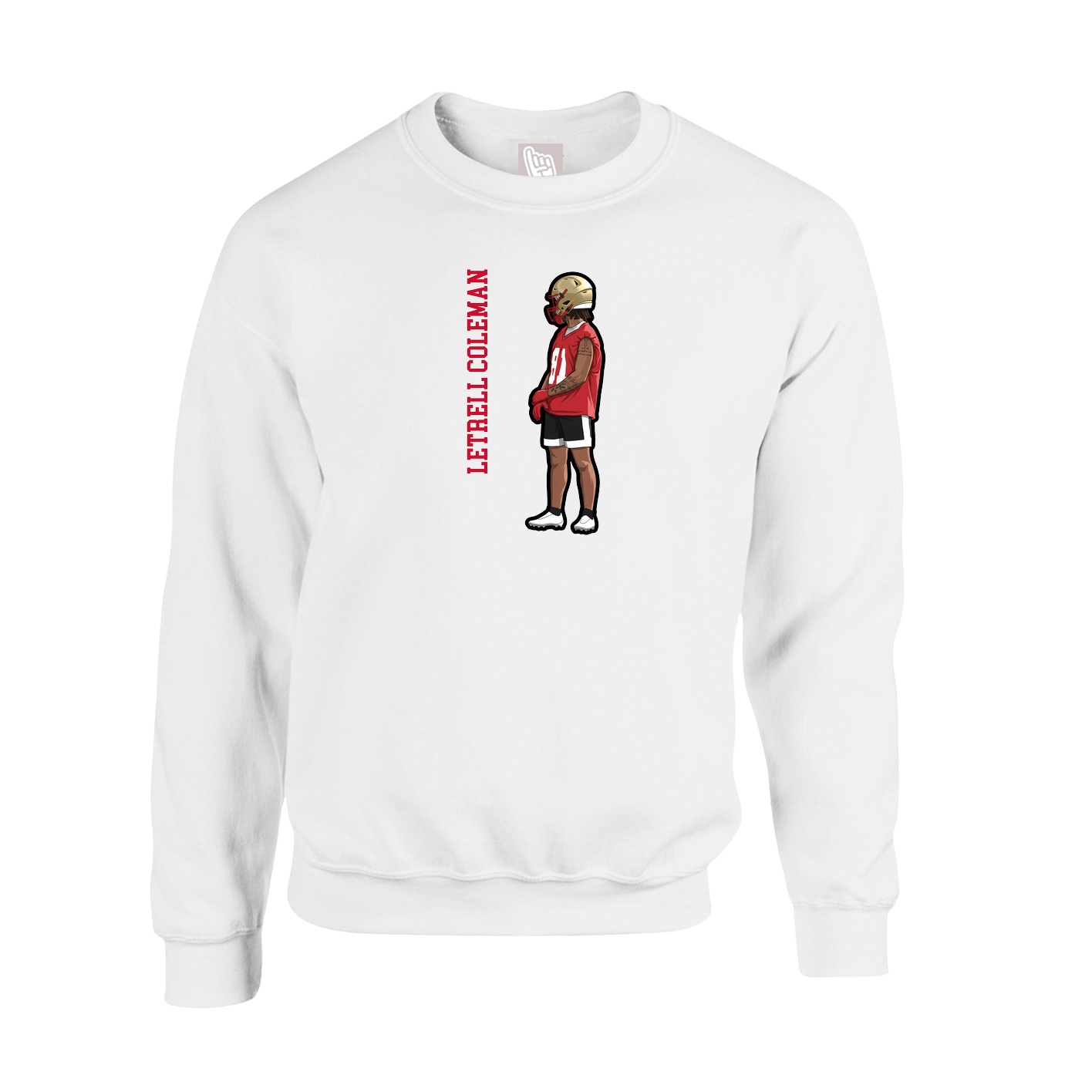 Fleece Crew — Name Vertical in White