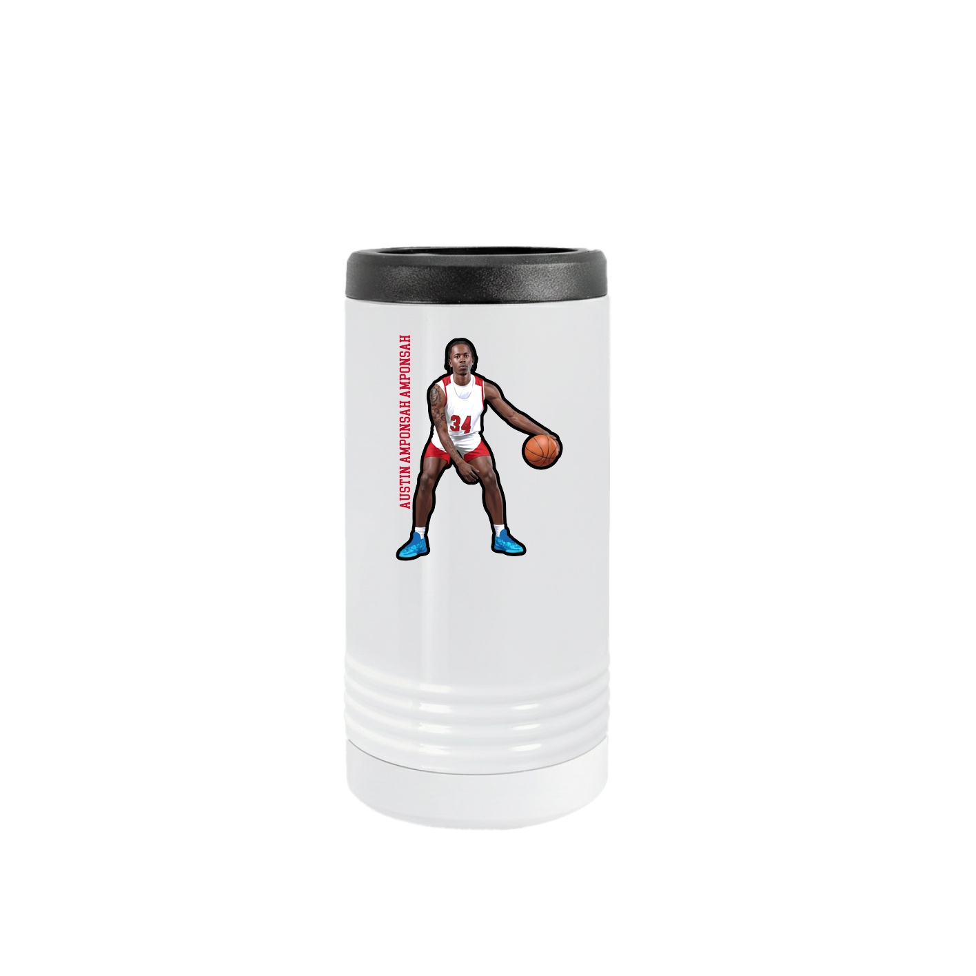 Slim Beverage Holder — Name Vertical in White