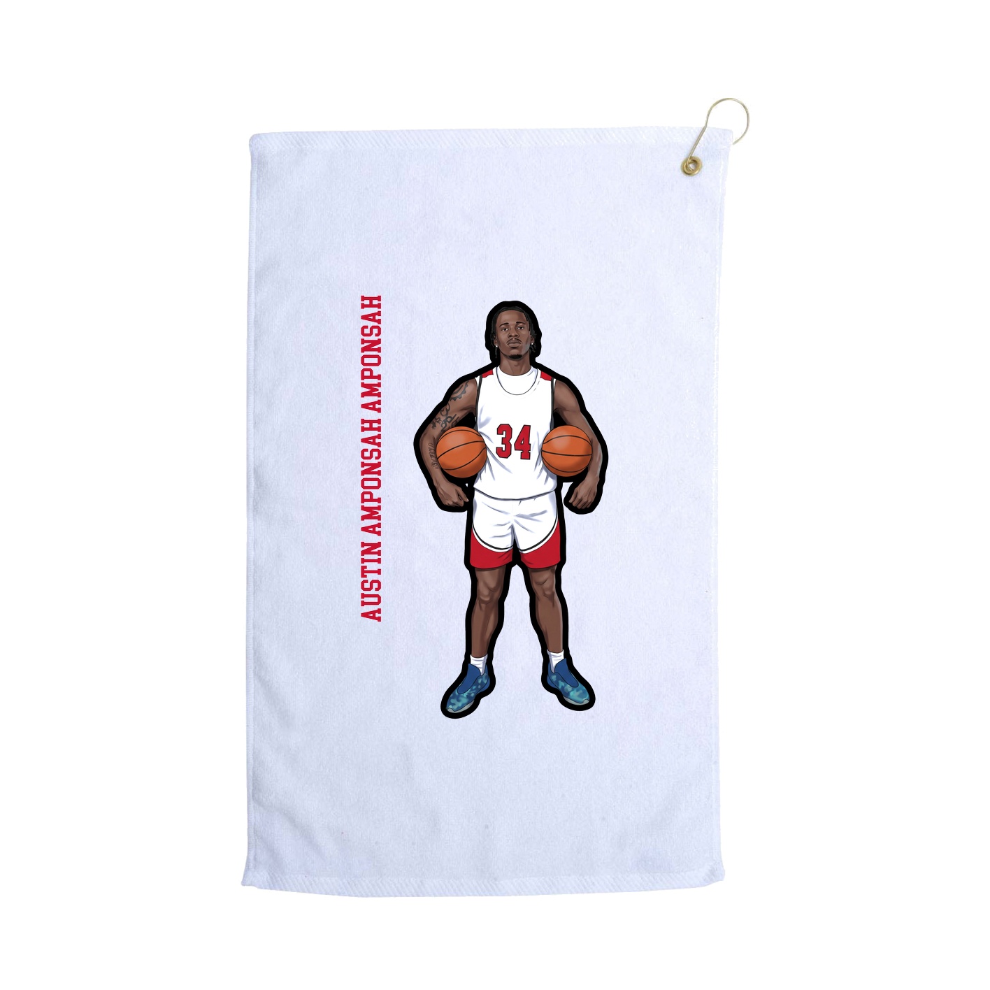 Golf Towel — Name Vertical in White
