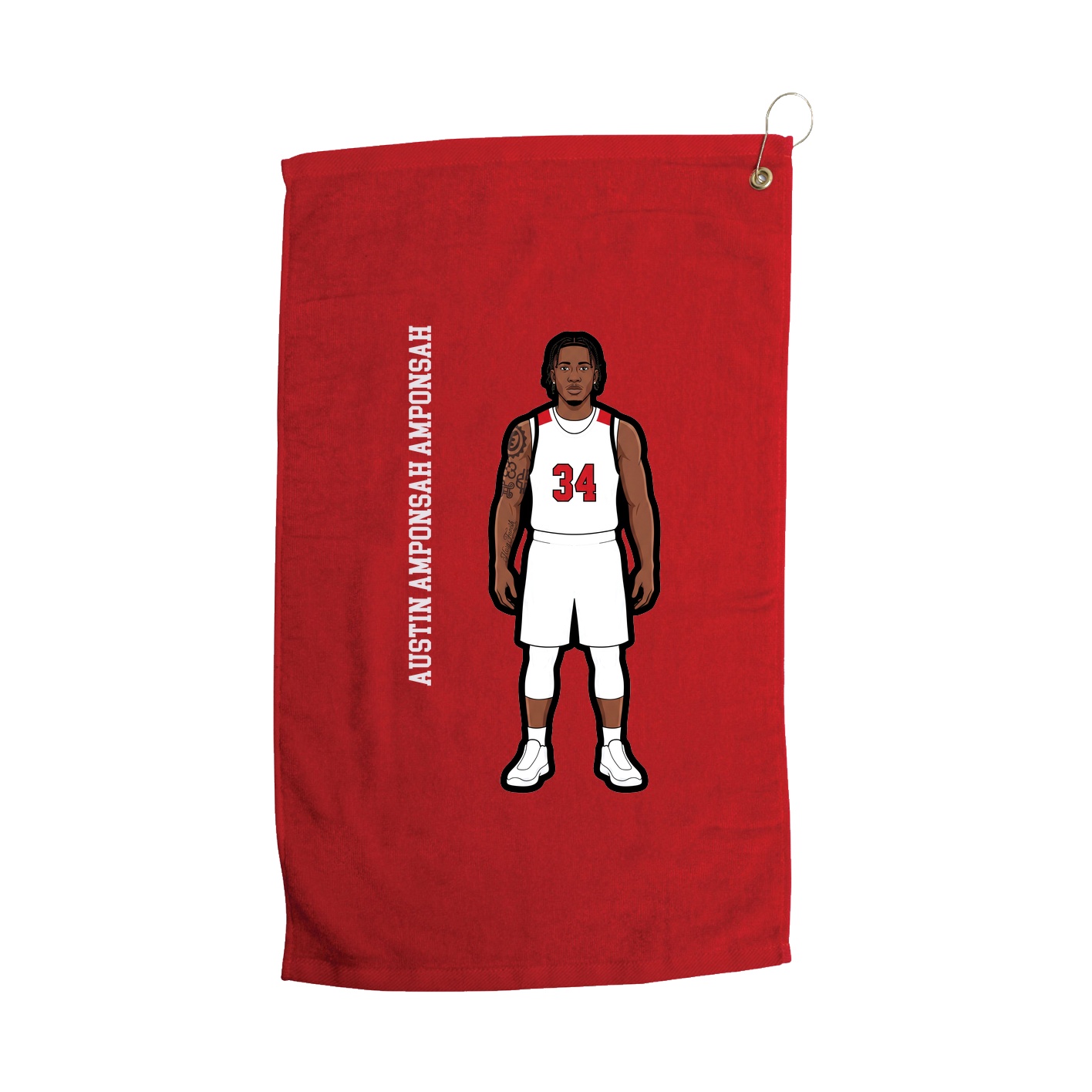 Golf Towel — Name Vertical in Red