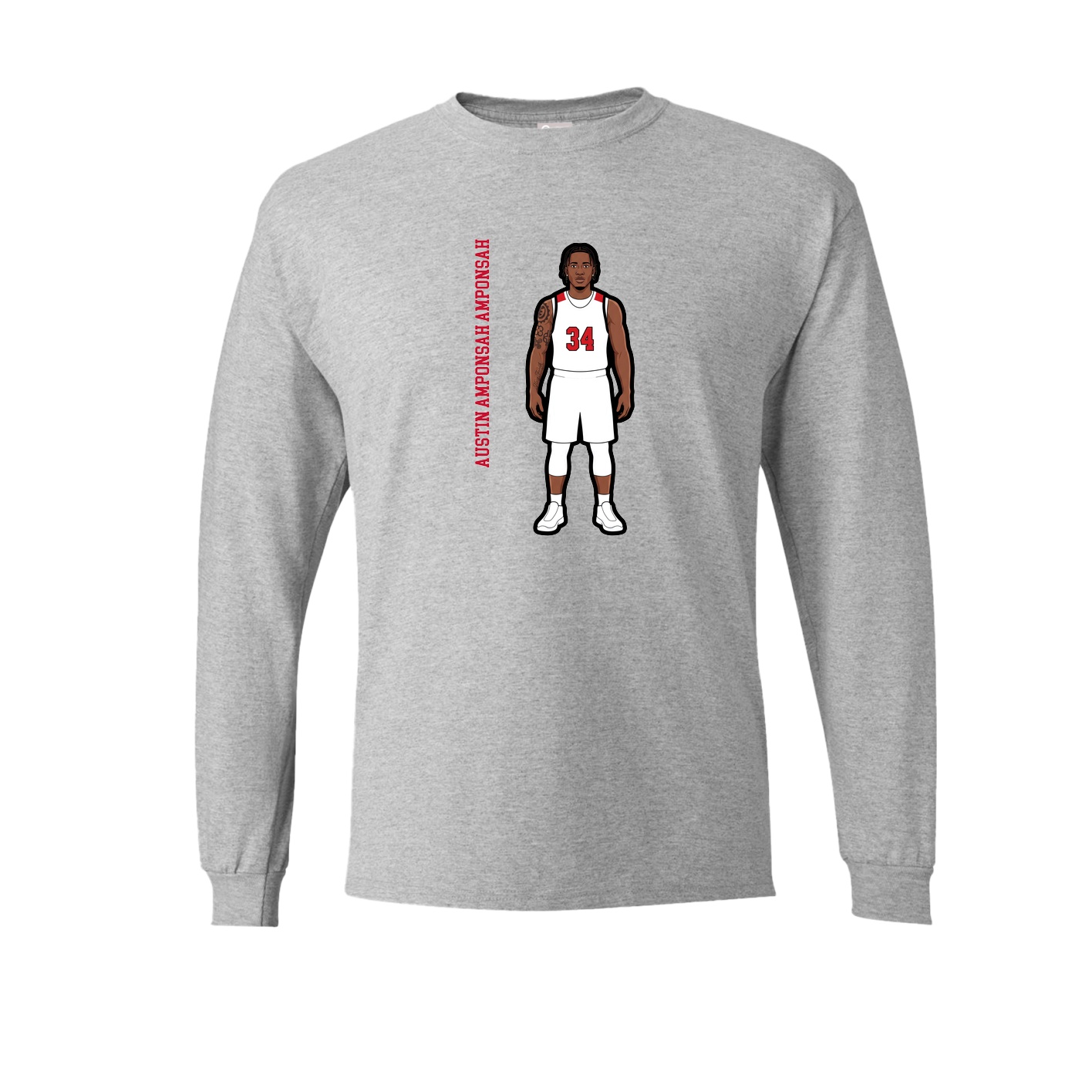 Long Sleeve Tee — Name Vertical in Grey