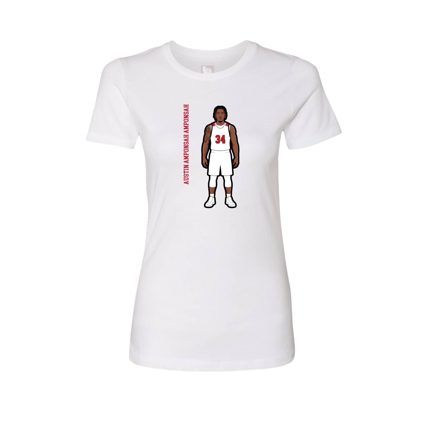 Womens Tee — Name Vertical in White