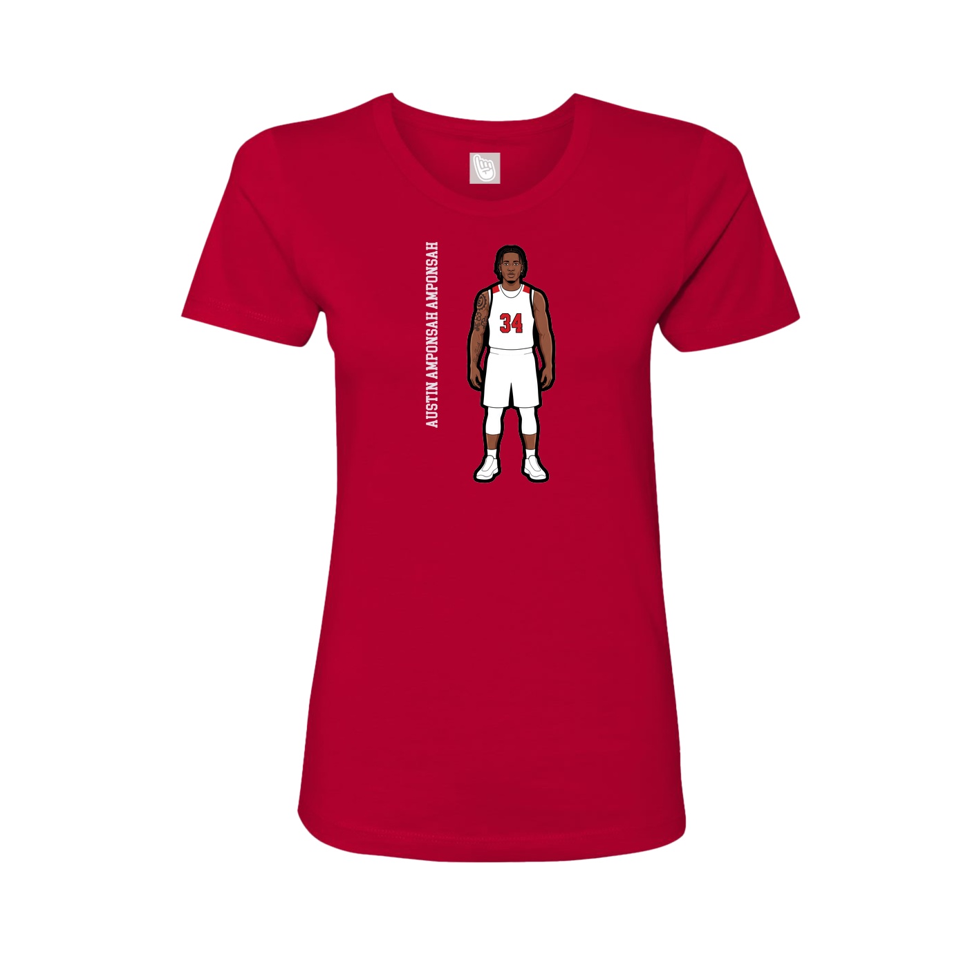 Fitted Women's Tee — Name Vertical in Red