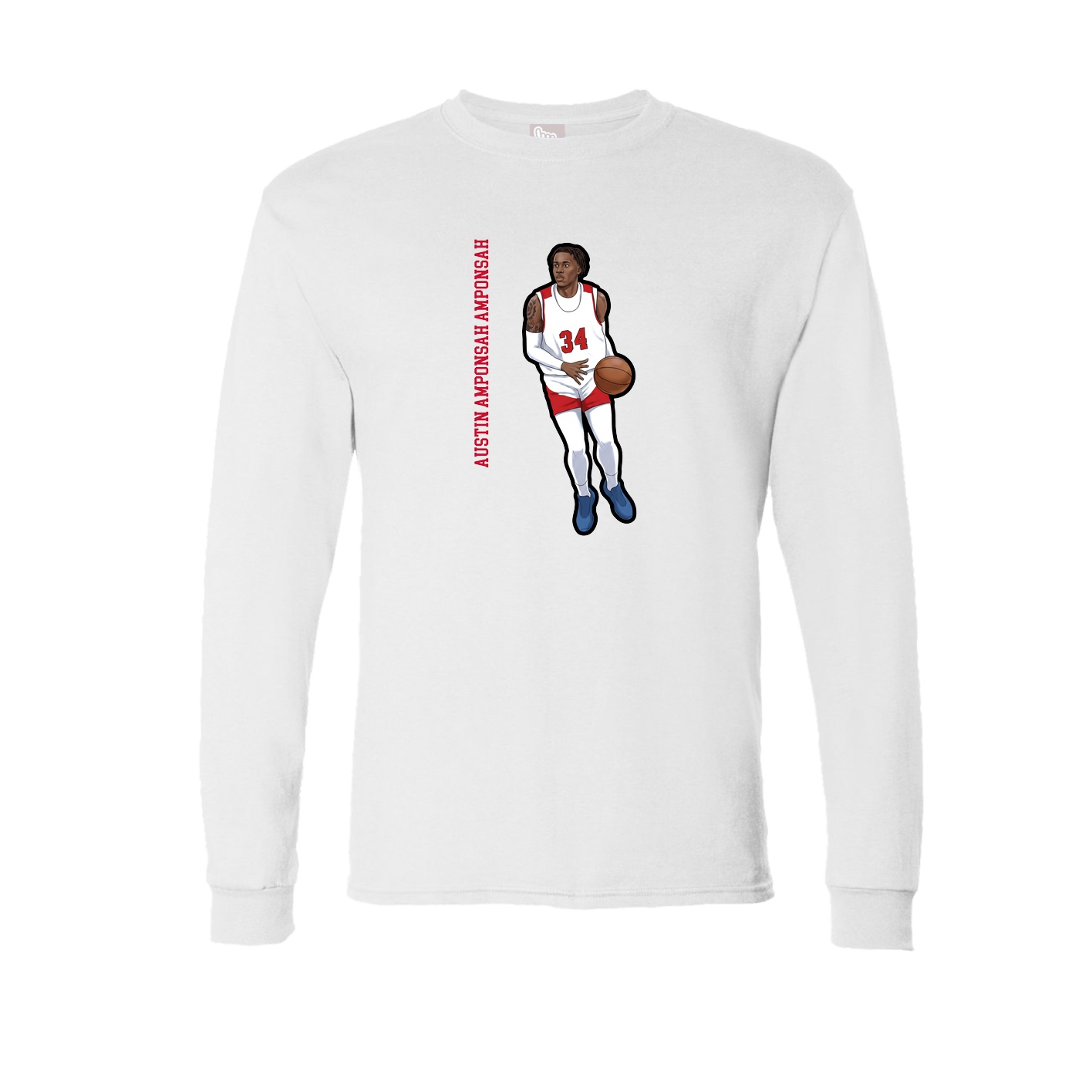 Long Sleeve Tee — Name Vertical in White