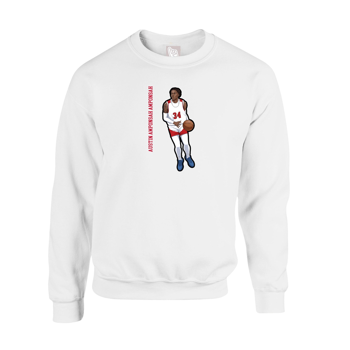Fleece Crew — Name Vertical in White
