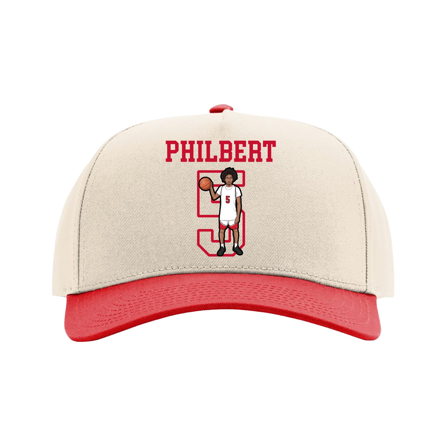 Full Fabric Five-Panel Champ Cap — Shirsey in Cream/Red