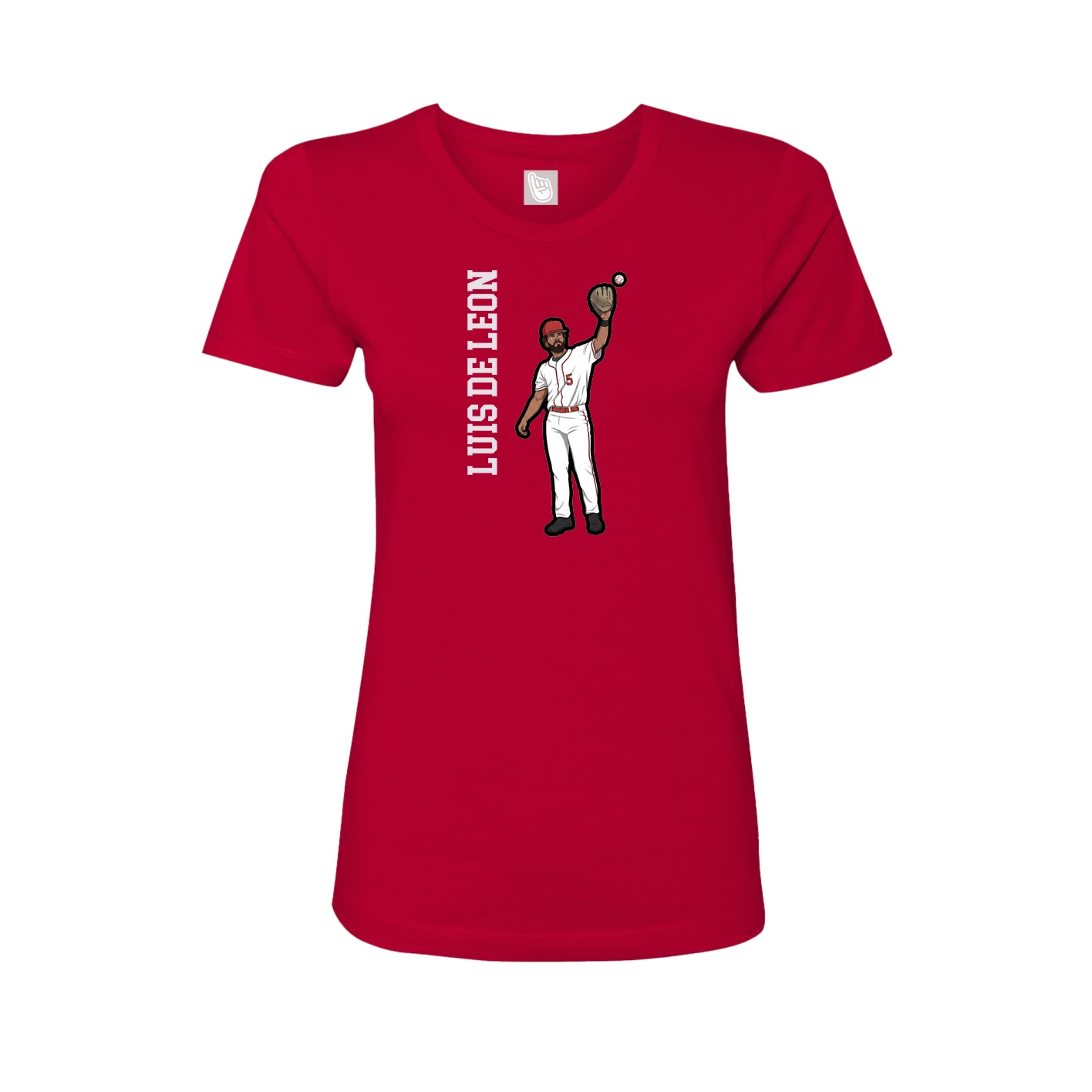 Fitted Women's Tee — Name Vertical in Red