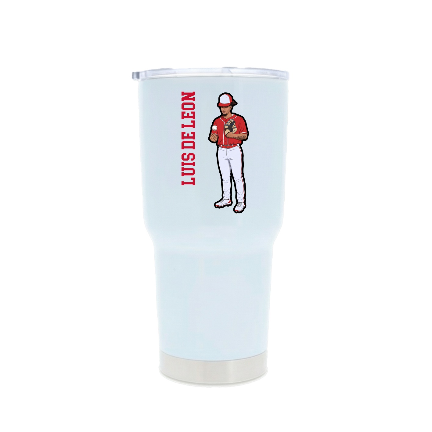 30oz Stainless Steel Tumbler — Name Vertical in White