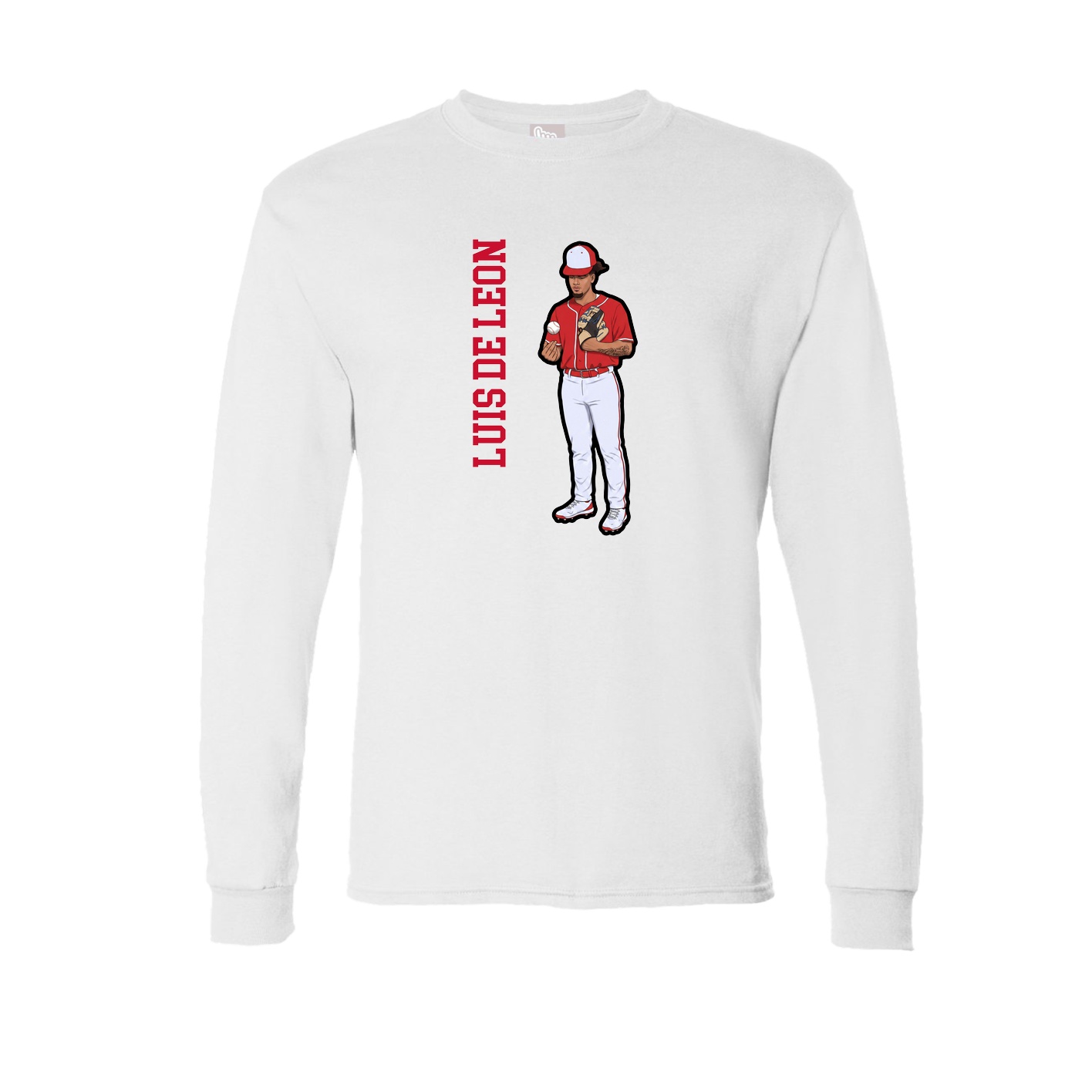 Long Sleeve Tee — Name Vertical in White