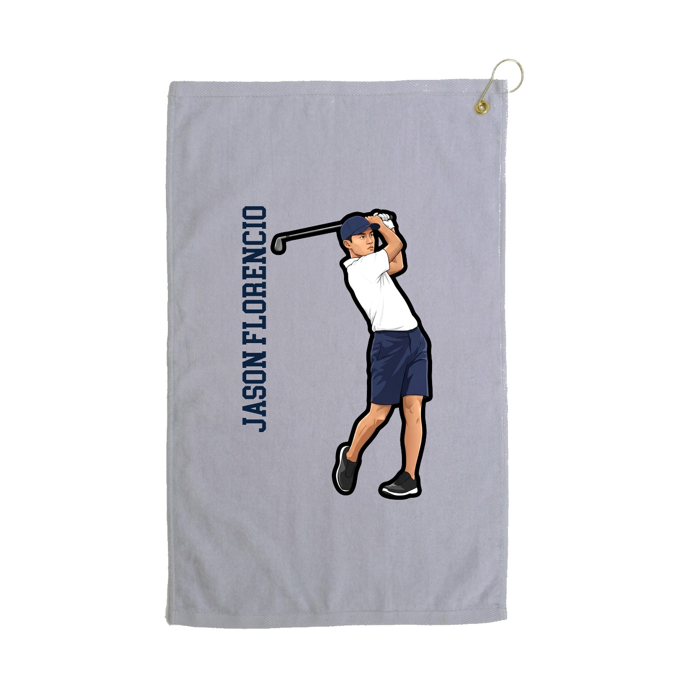 Golf Towel — Name Vertical in Grey