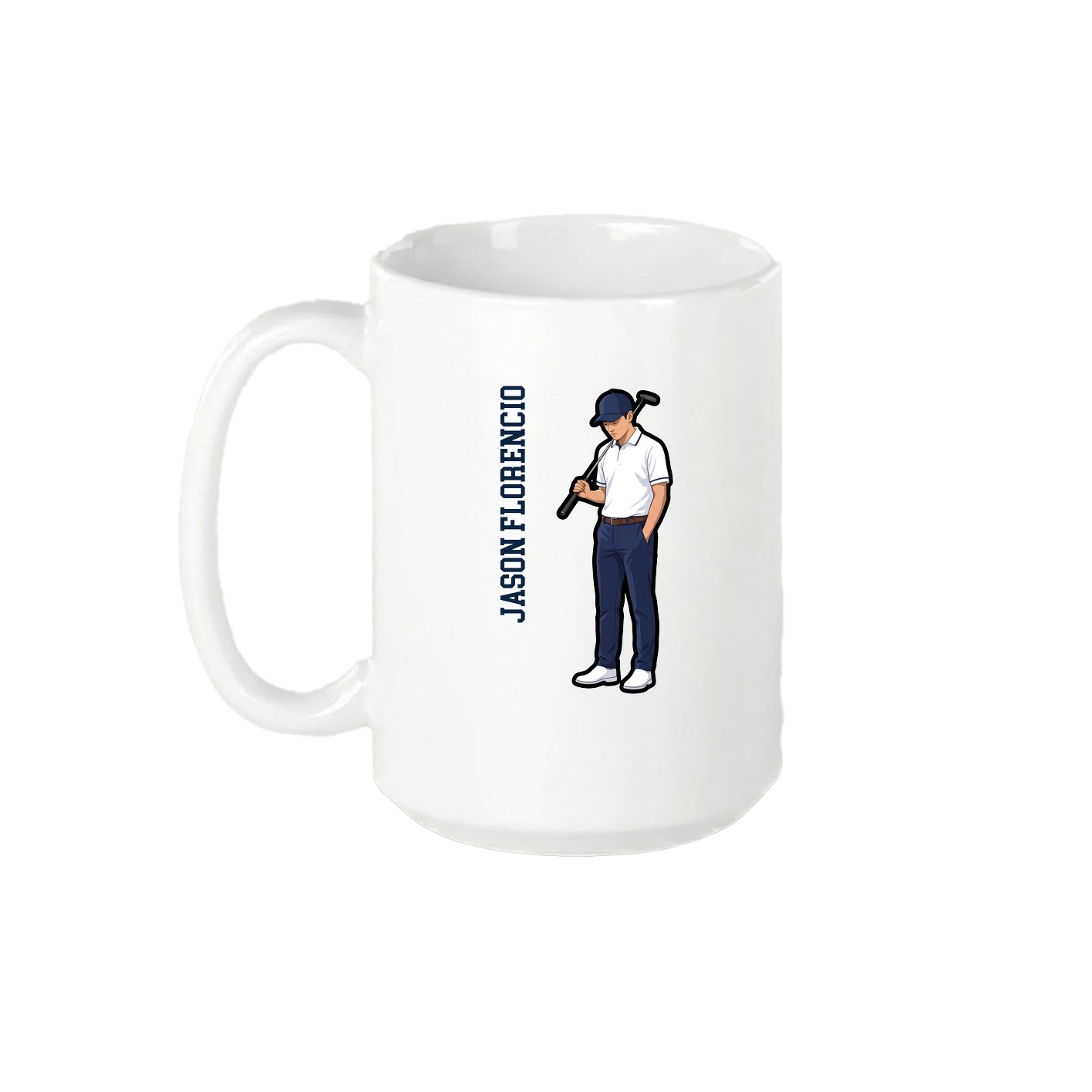 15oz Coffee Mug — Name Vertical in White