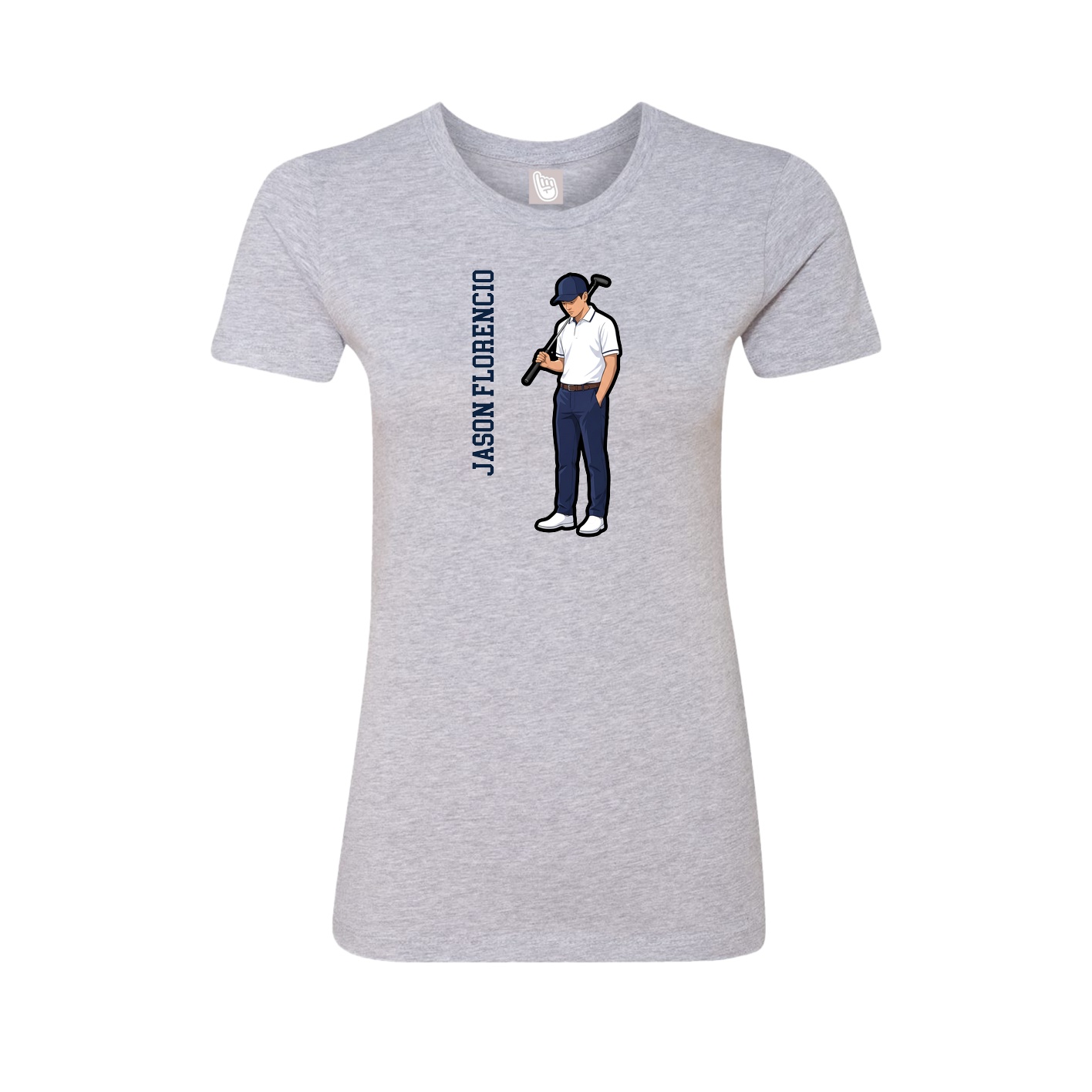 Fitted Women's Tee — Name Vertical in Grey