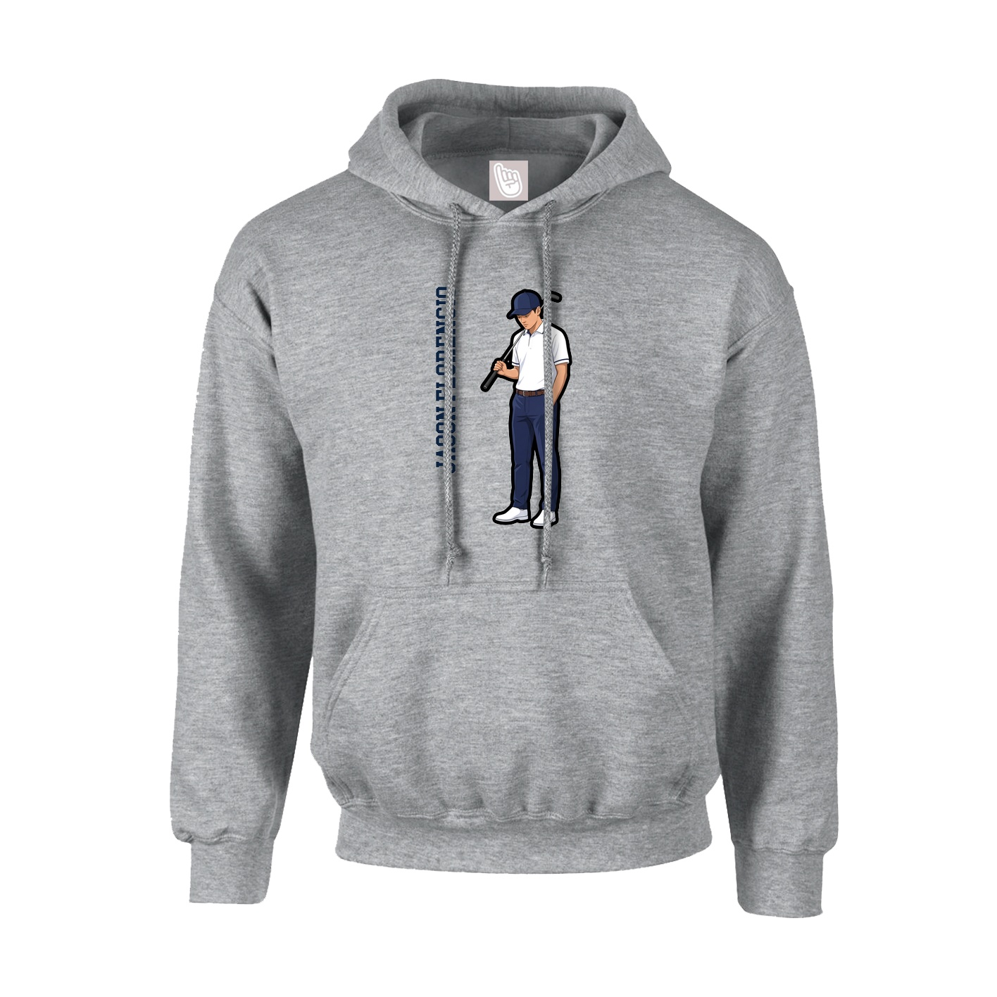 Youth Hoodie — Name Vertical in Grey