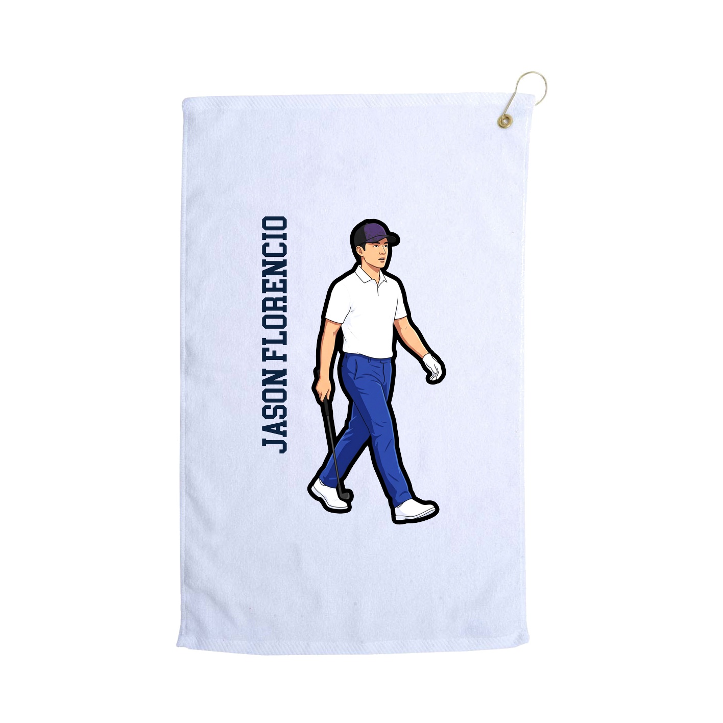 Golf Towel — Name Vertical in White