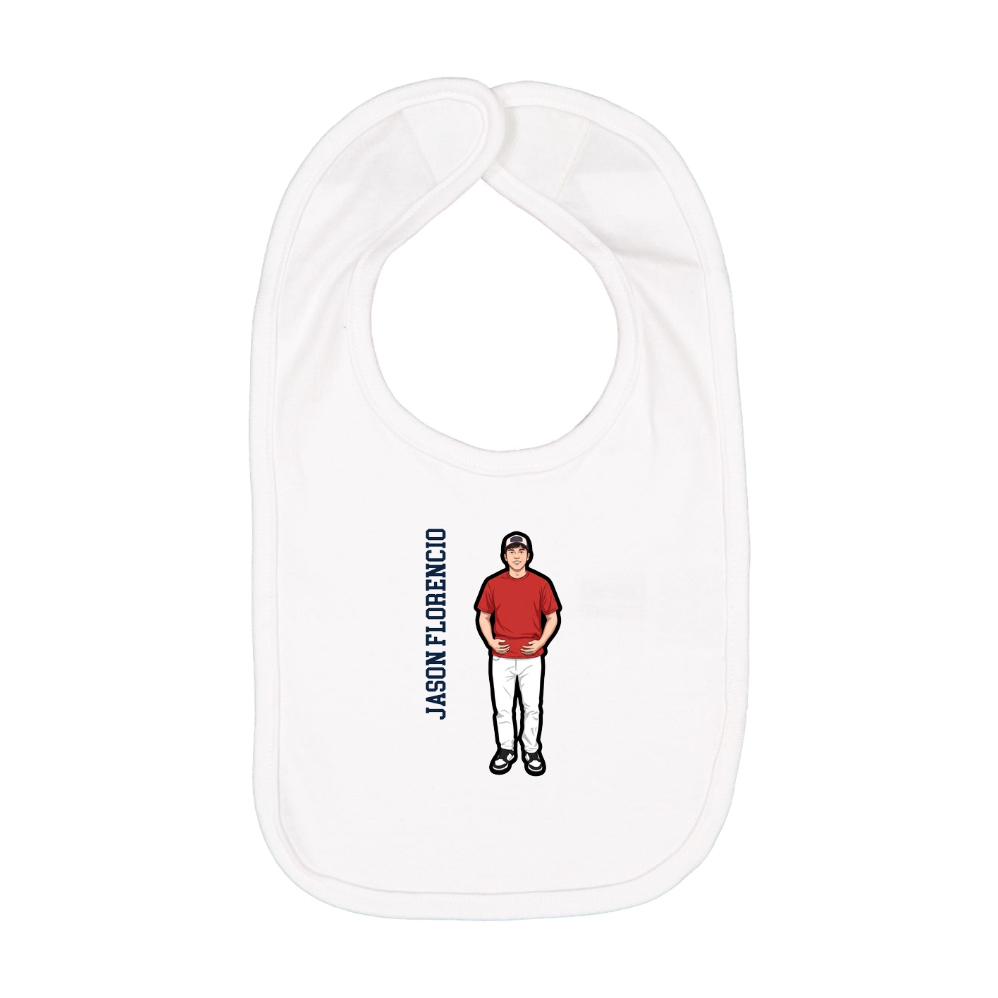 Infant Bib — Name Vertical in White
