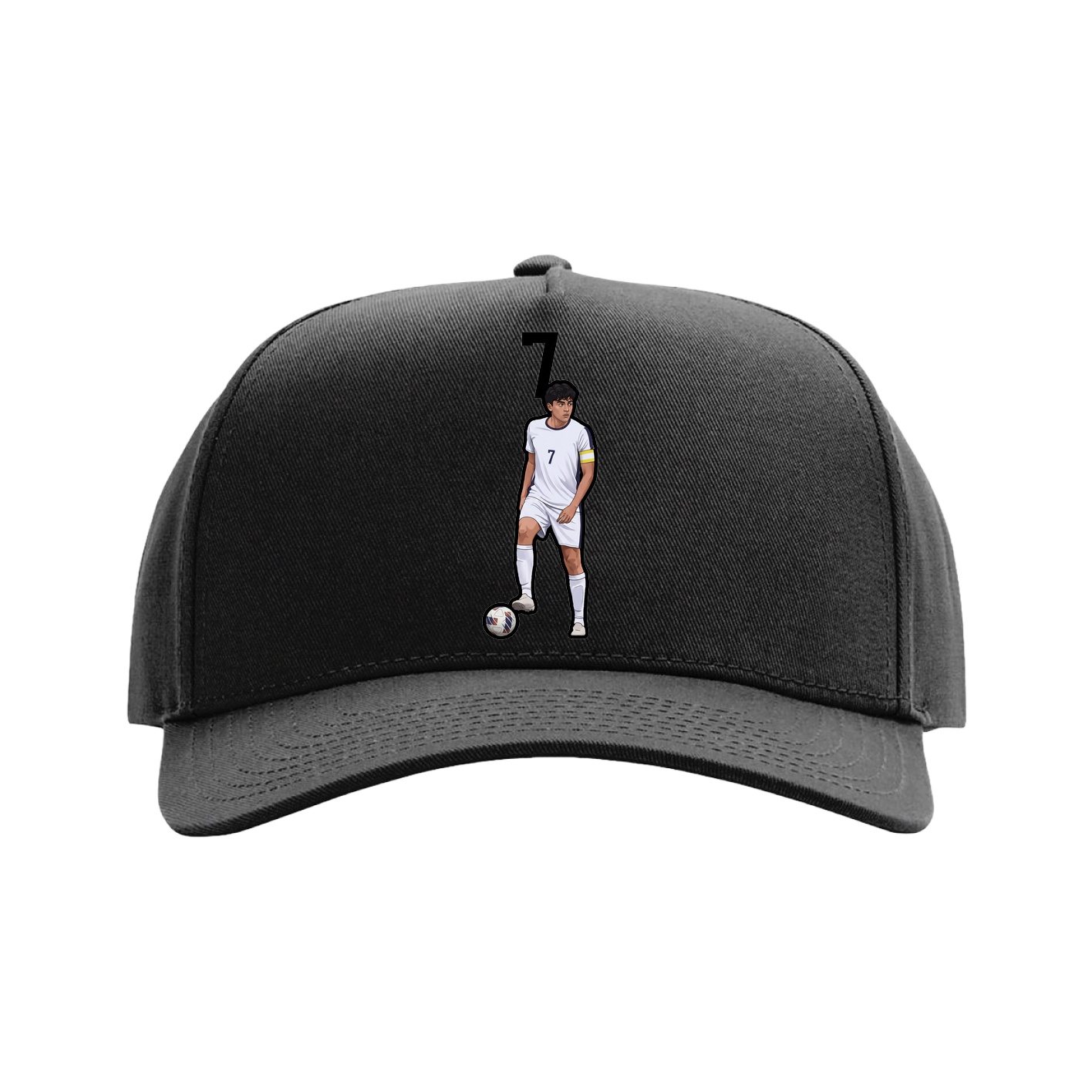 Full Fabric Five-Panel Champ Cap — Number Top in Black